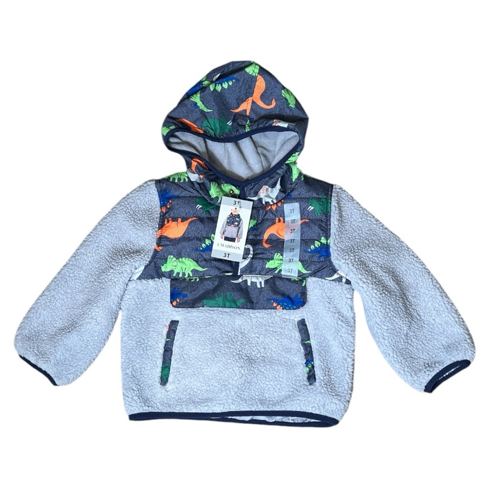1 Madison Comfortable Fleece‎ Pullover Cozy Hoodie Jacket Gray, Size 3T